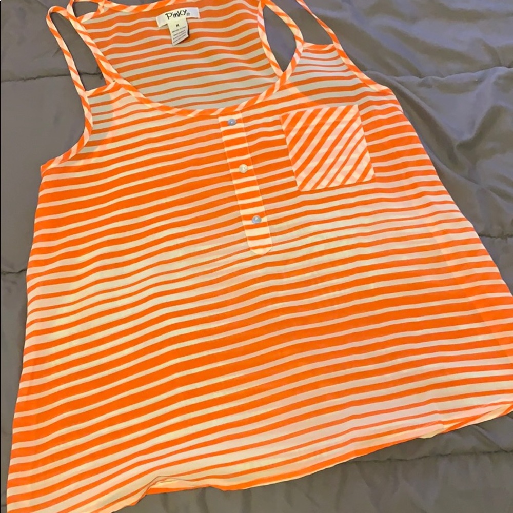 Women’s orange striped top size medium